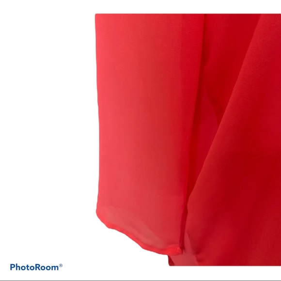 Delia’s Long Sleeve Coral Sheer Blouse With Crossover Open Back S - Picture 4 of 6
